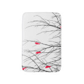 ツリーブランチの芸術的で明るく赤い鳥 バスマット (正面縦)