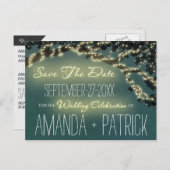 ツリーブランチ素朴ウェディング日付カードを保存 案内ポストカード (正面/裏面)