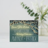 ツリーブランチ素朴ウェディング日付カードを保存 案内ポストカード (スタンド正面)