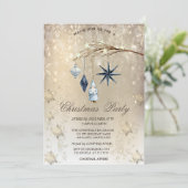 ツリーブランチ装飾スノーフレーク金ゴールド 招待状 (スタンド正面)