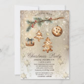 ツリーブランチ、オーナメント、星金ゴールド 招待状 (正面)