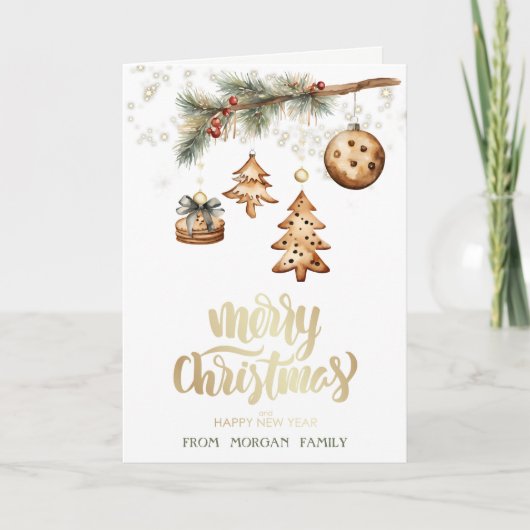 ツリーブランチ、オーナメント、星 シーズンカード (正面)