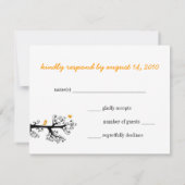 ツリーブランチRSVPのシンプルな鳥 出欠カード (裏面)