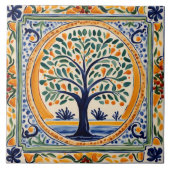 ツリーブ地中海のルー素朴とイエローフォークアート タイル (正面)