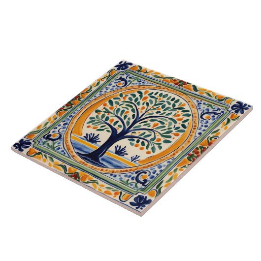 ツリーブ地中海のルー素朴とイエローフォークアート タイル (側面)