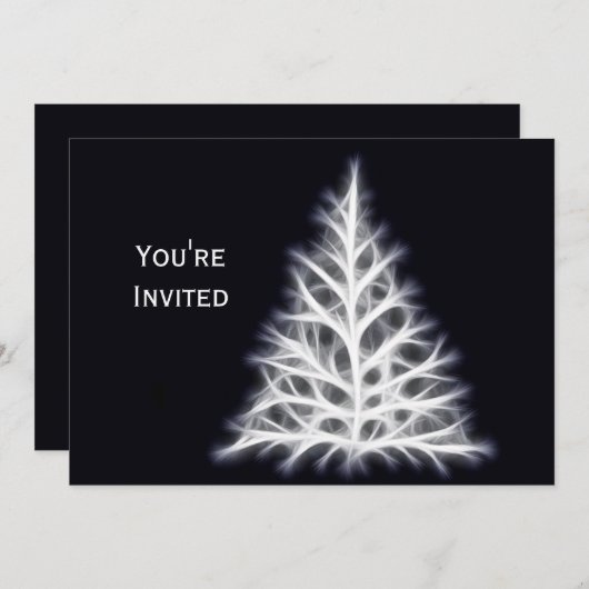 ツリーホワイトクリスマスのグラフィッククリスマス 招待状 (正面/裏面)