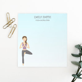 ツリーポーズのヨガウーマン及びヨガインストラクター文字 ノートパッド