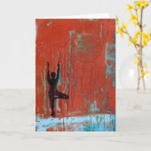 ツリーポーズヨガガガールグリーティングカード カード (黄色い花)