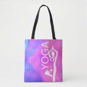 ツリーポーズヨガトート – 水彩ピンク&パープル トートバッグ (正面)