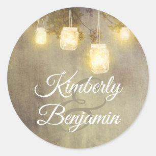 ツリーメイソンジャイルライツカントリー素朴ウェディング ラウンドシール