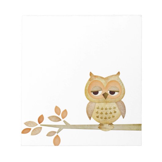 ツリーメモ帳で眠いフクロウ ノートパッド (正面)