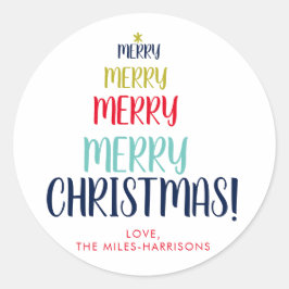 ツリーメリータイポグラフィパーソナライズされたック ラウンドシール