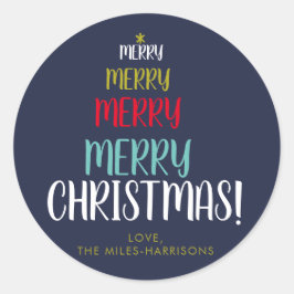 ツリーメリーネイビータイポグラフィパーソナライズされたック ラウンドシール