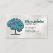 ツリーモザイクアート – ターコイズと紫 名刺 (正面)