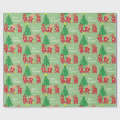 ツリーモダンでクリスマスのパジャマでテディベア ラッピングペーパー (フラット)