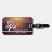 ツリーモダンエレガントヴィンテージウッドヨガインストラクター ラゲッジタグ (正面横)