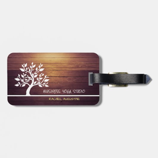 ツリーモダンエレガントヴィンテージウッドヨガインストラクター ラゲッジタグ (裏面横)