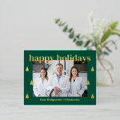 ツリーモダンフォイルビジネスホリディハガキ 箔招待状ポストカード (立ち正面)