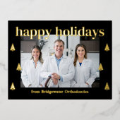 ツリーモダンフォイルビジネスホリディハガキ 箔招待状ポストカード (正面)