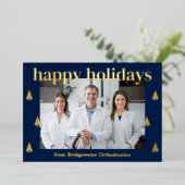 ツリーモダンフォイルビジネスホリデーカード 箔シーズンカード (立ち正面)