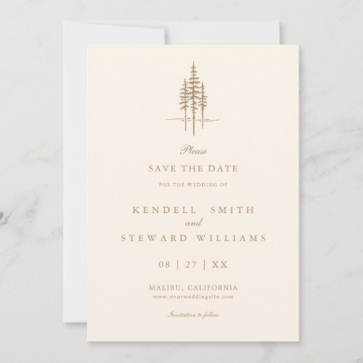 ツリーモダンフォレ素朴スト結婚式 セーブザデート (正面)