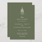 ツリーモダンフォレ素朴スト結婚式 セーブザデート (正面/裏面)