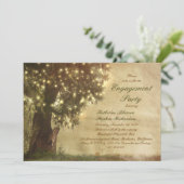 ツリーライトの古い木の素朴な婚約パーティー 招待状 (スタンド正面)