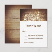 ツリーライト ラスティック ウッド ウェディング RSVP カード (正面/裏面)