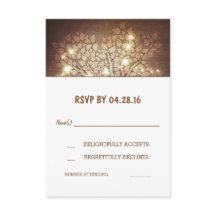 ツリーライト ラスティック ウッド ウェディング RSVP カード