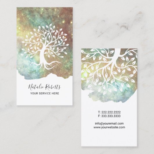 ツリールートモダングラムグリッター美しいサロン&スパ 名刺 (正面/裏面)