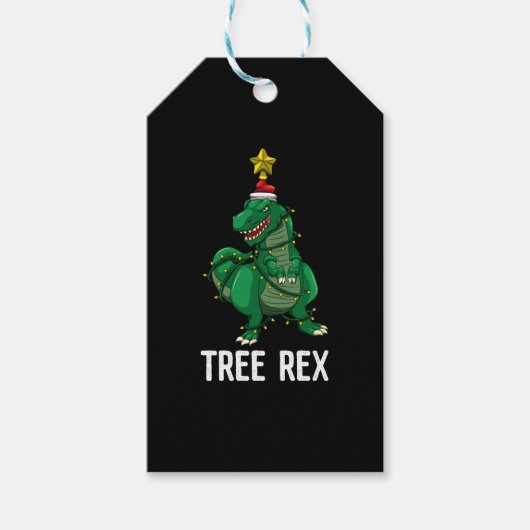 ツリーレックスクリスマス恐竜Tレックス少年たち ギフトタグ (正面)