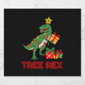 ツリーレックス恐竜パジャマクリスマスギフト男性へボ スパークリングワインラベル (シングルラベル)