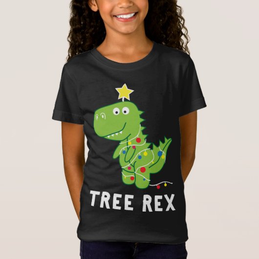ツリーレックス。動物のプン恐竜おもしろいのクリスマスパヤ Tシャツ (正面)