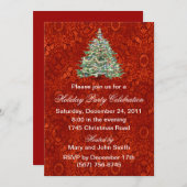 ツリーレッドホリデーパーティー招待状 招待状 (正面/裏面)