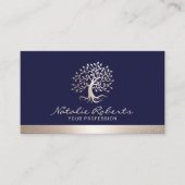 ツリーロエレガントゴネイビーブルー&金ゴールド縁ど 名刺 (正面)