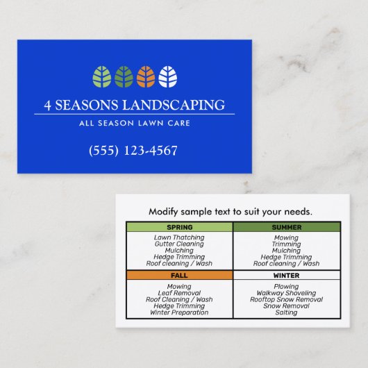 ツリーロゴとローンサービス造園ブルー 名刺 (正面/裏面)