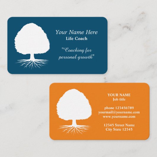 ツリーロゴ付きライフコーチ名刺テンプレート 名刺 (正面/裏面)