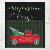 ツリーワインラベル付きメリークリスマスレッドトラック ワインラベル (シングルラベル)