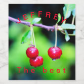 ツリー上のさくらんぼ – テキスト付き –  ワインラベル (シングルラベル)