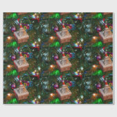 ツリー上のクリスマスのハリネズミを飾る ラッピングペーパー (フラット)