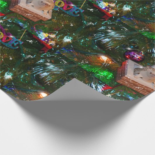 ツリー上のクリスマスのハリネズミを飾る ラッピングペーパー (角)