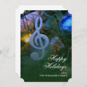ツリー上のミュージックノートオーナメント シーズンカード (正面/裏面)