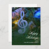 ツリー上のミュージックノートオーナメント シーズンポストカード (正面/裏面)