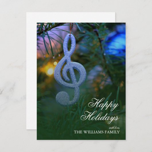 ツリー上のミュージックノートオーナメント シーズンポストカード (正面/裏面)