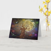 ツリー不気味カード カード (黄色い花)