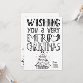 ツリー付きカラーインメリークリスマス(1)フラット カード (正面/裏面インサイチュ)