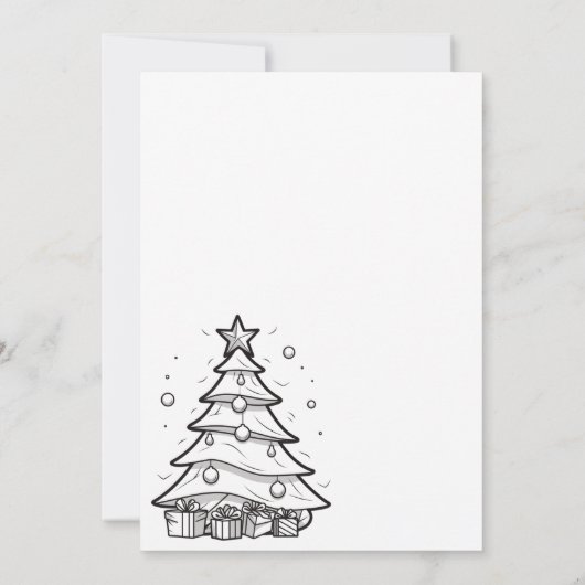 ツリー付きカラーインメリークリスマス(1)フラット カード (裏面)