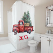 ツリー付きクリスマストラック シャワーカーテン (インサイチュ)