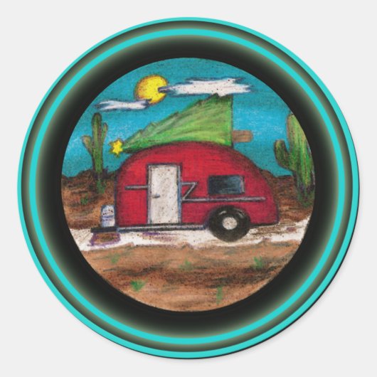 ツリー付きクリスマストレーラー ラウンドシール (正面)