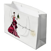 ツリー付きクリスマスファッションイラストレーション ラージペーパーバッグ (裏面アングル)